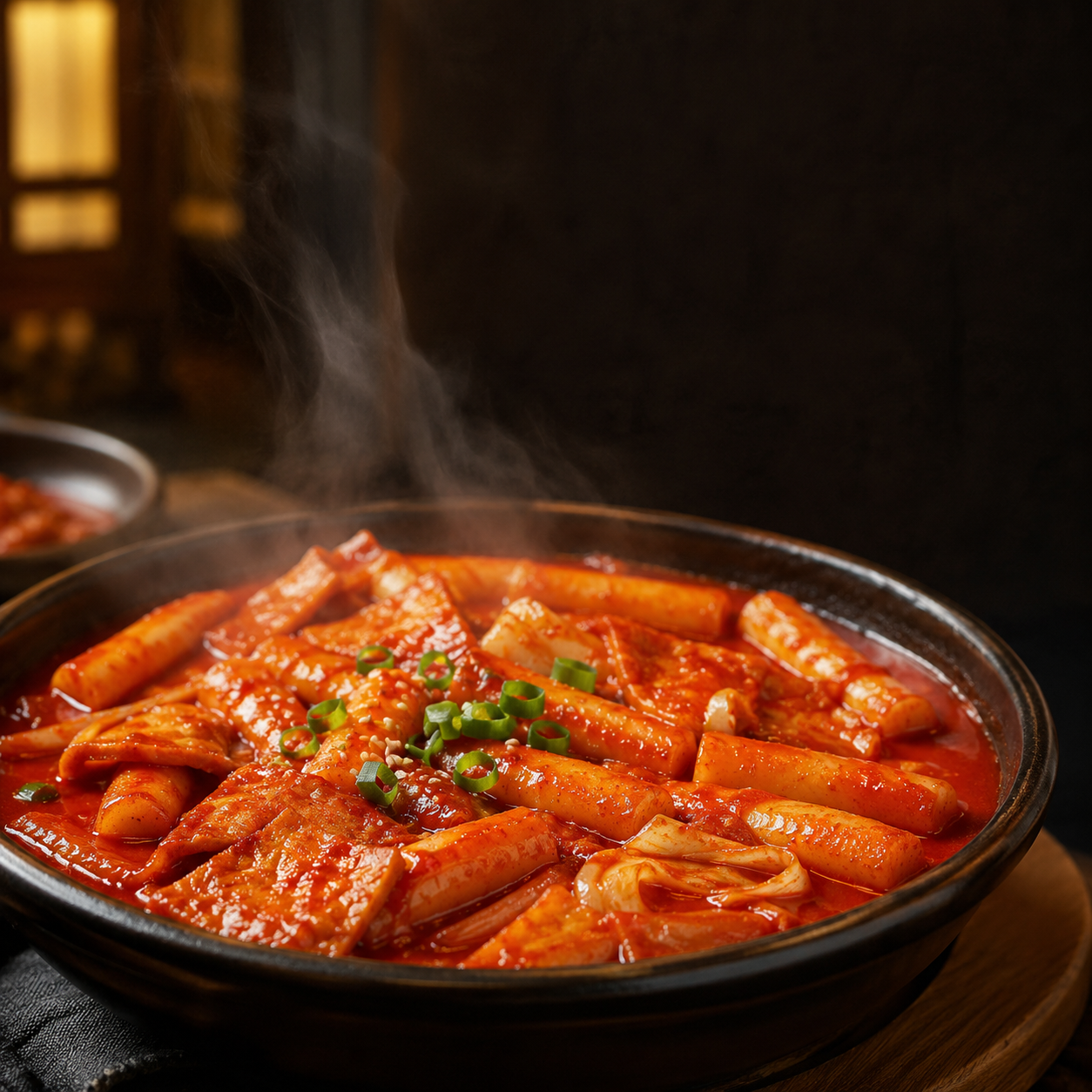 매운맛 메뉴 썸네일 배경, 빨간 음식에 과한 보정 없이 강한 인상을 준다. — 결과 이미지 1/3