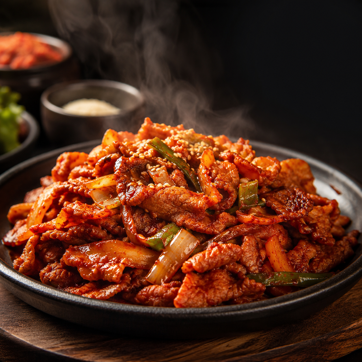 매운맛 메뉴 썸네일 배경, 빨간 음식에 과한 보정 없이 강한 인상을 준다. — 결과 이미지 2/3