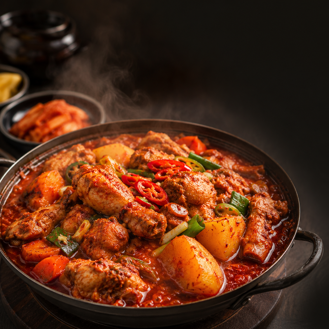 매운맛 메뉴 썸네일 배경, 빨간 음식에 과한 보정 없이 강한 인상을 준다. — 결과 이미지 3/3