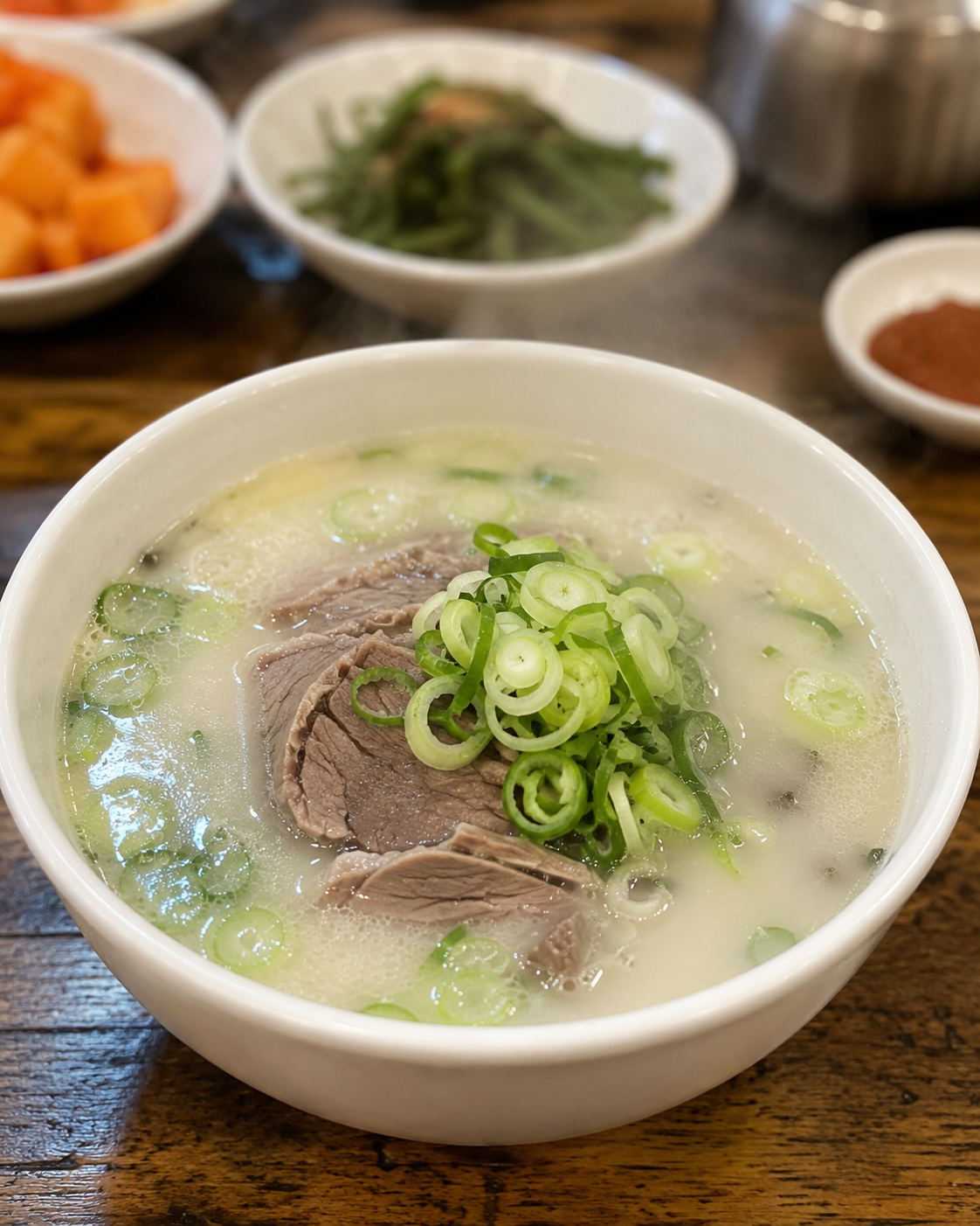 국물요리 김이 살아있는 대표 사진, 찌개, 국밥, 라멘처럼 뜨거움이 팔리는 메뉴용. — 결과 이미지 1/3