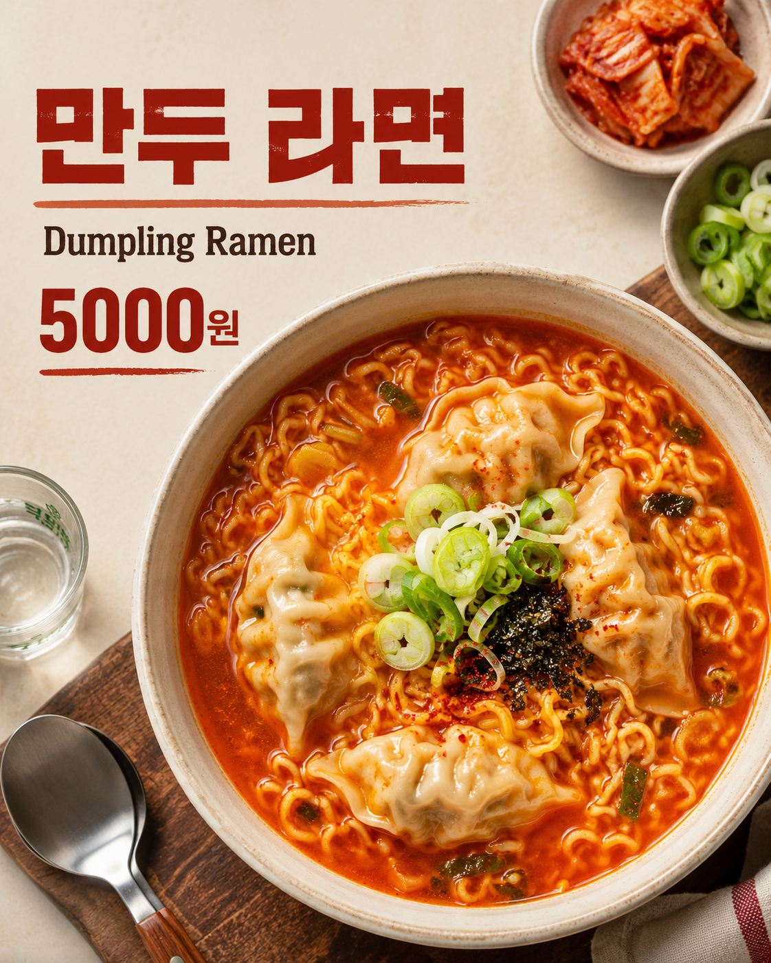 메뉴 포스터 (강렬), 메뉴명·가격이 들어가는 강렬한 플랫레이 메뉴판(4:5). — 결과 이미지 3/5