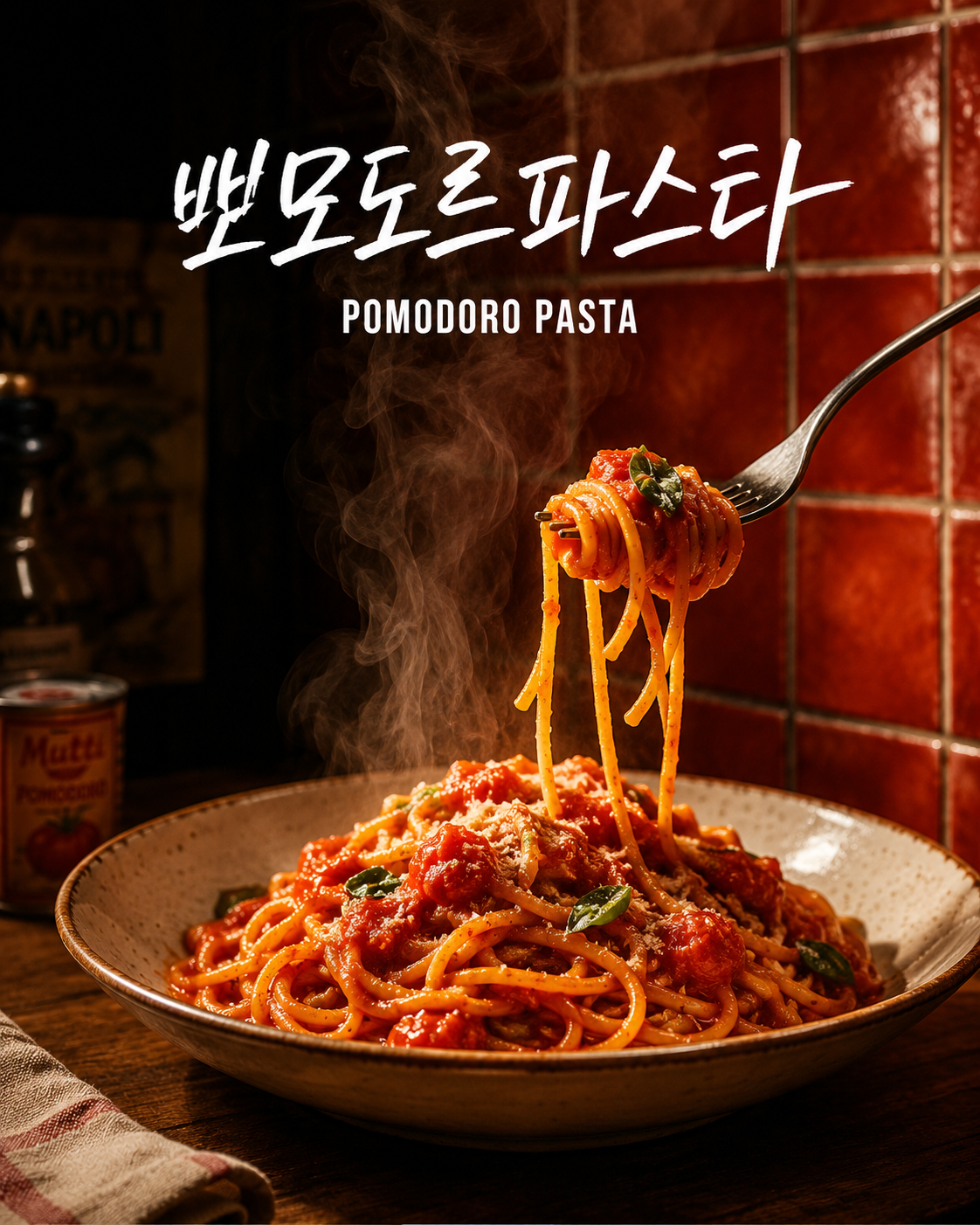 미감 포스터, 메뉴를 모던 이탈리안 비스트로 광고 포스터로 (4:5). — 결과 이미지 3/4